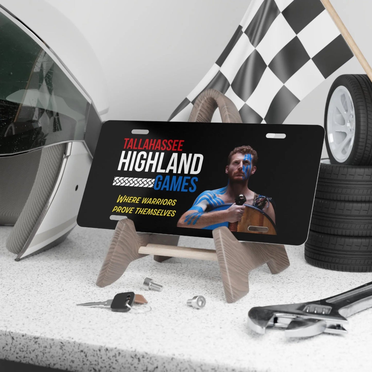 Tallahassee Highland Games Vanity Plate — "Where Warriors Prove Themselves" License Plate Printify