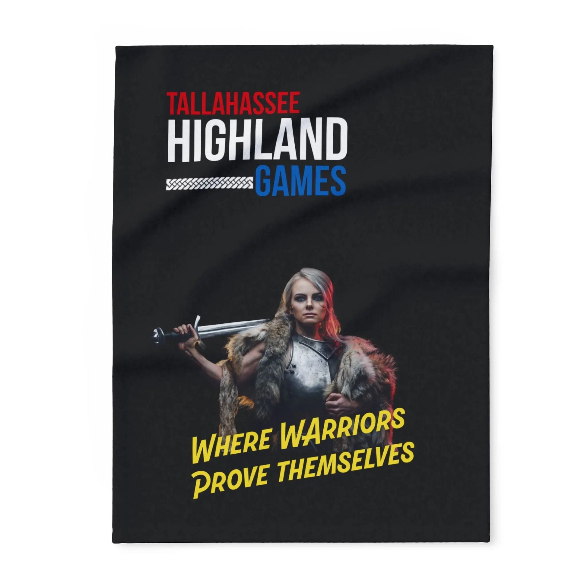 Tallahassee Highland Games Arctic Fleece Blanket – Where Warriors Prove Themselves Printify