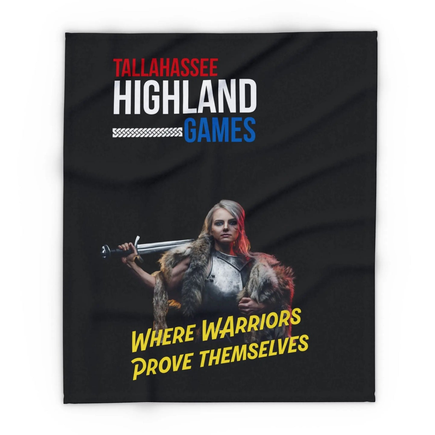 Tallahassee Highland Games Arctic Fleece Blanket – Where Warriors Prove Themselves Printify