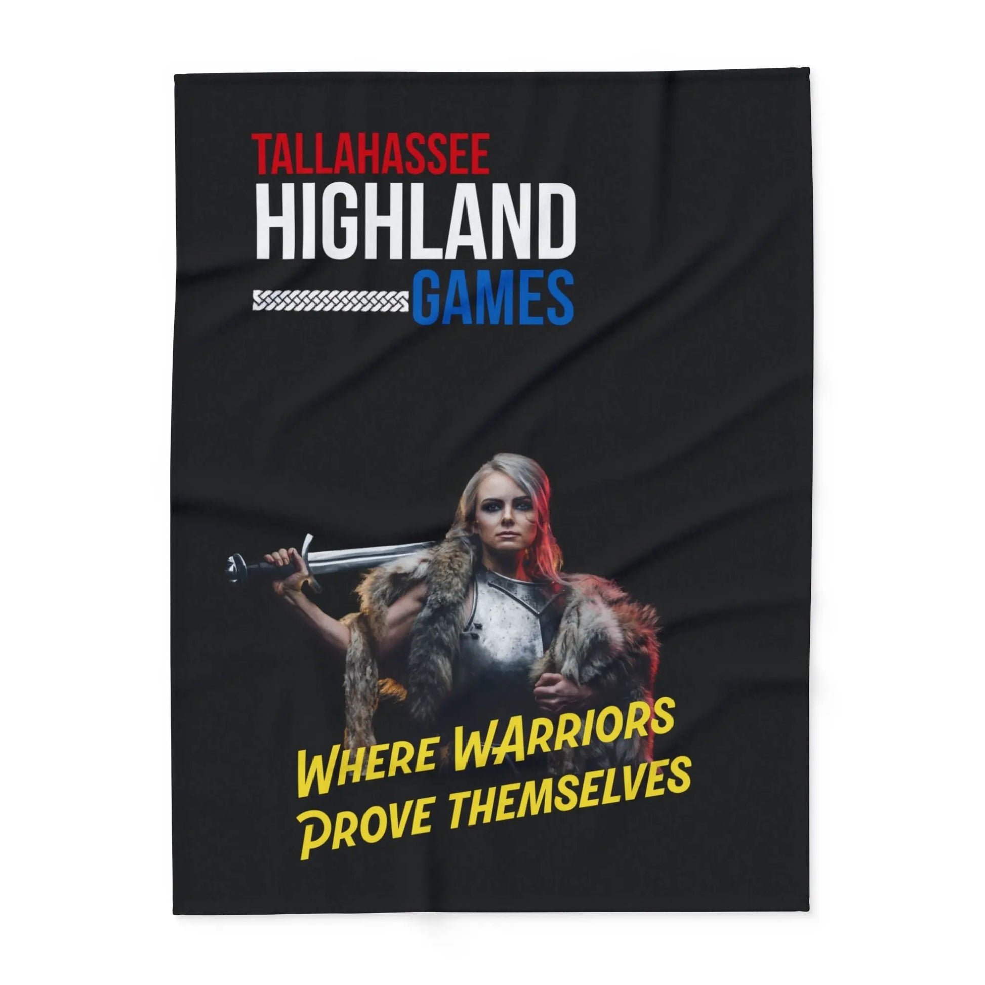 Tallahassee Highland Games Arctic Fleece Blanket – Where Warriors Prove Themselves Printify