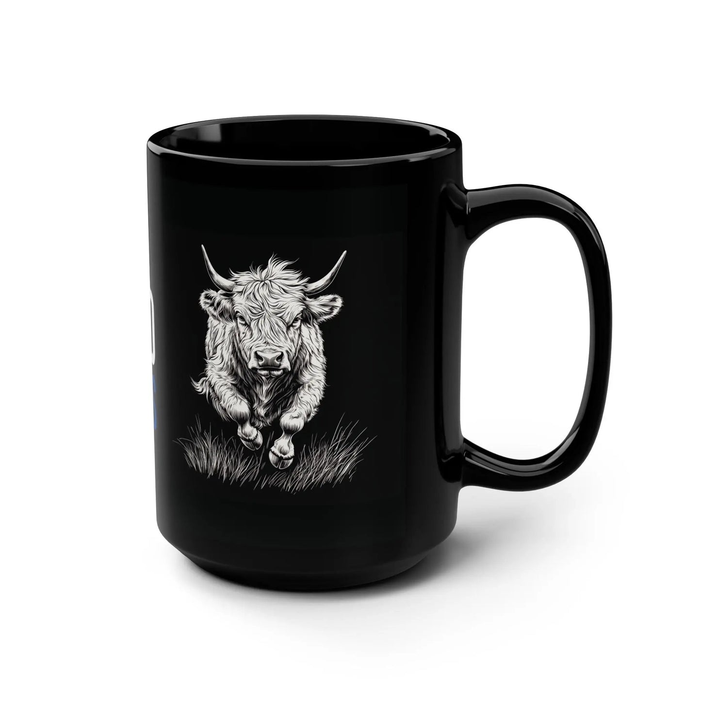 Tallahassee Highland Games Mug — 15oz Black Ceramic with Highland Cow Design Printify
