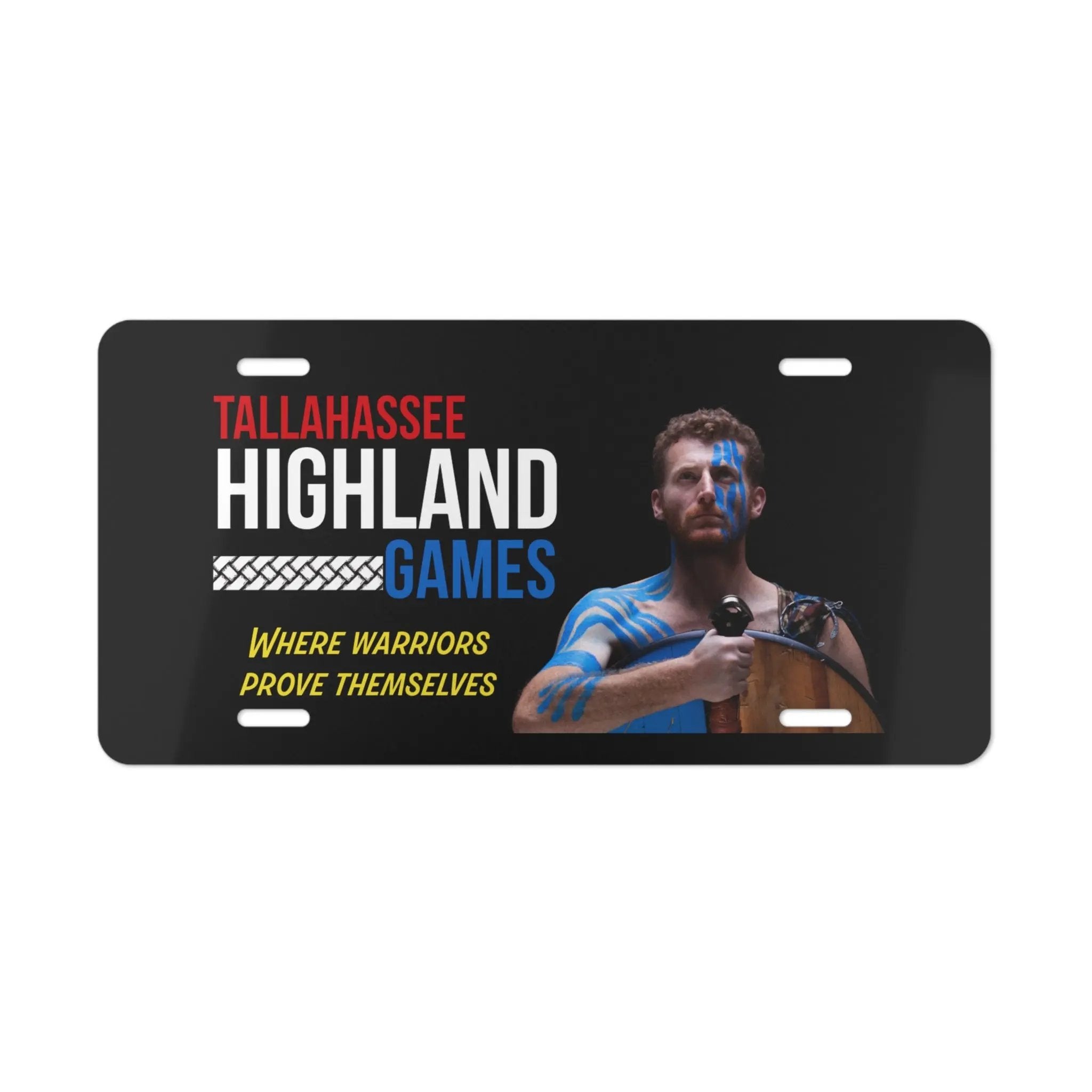 Tallahassee Highland Games Vanity Plate — "Where Warriors Prove Themselves" License Plate Printify